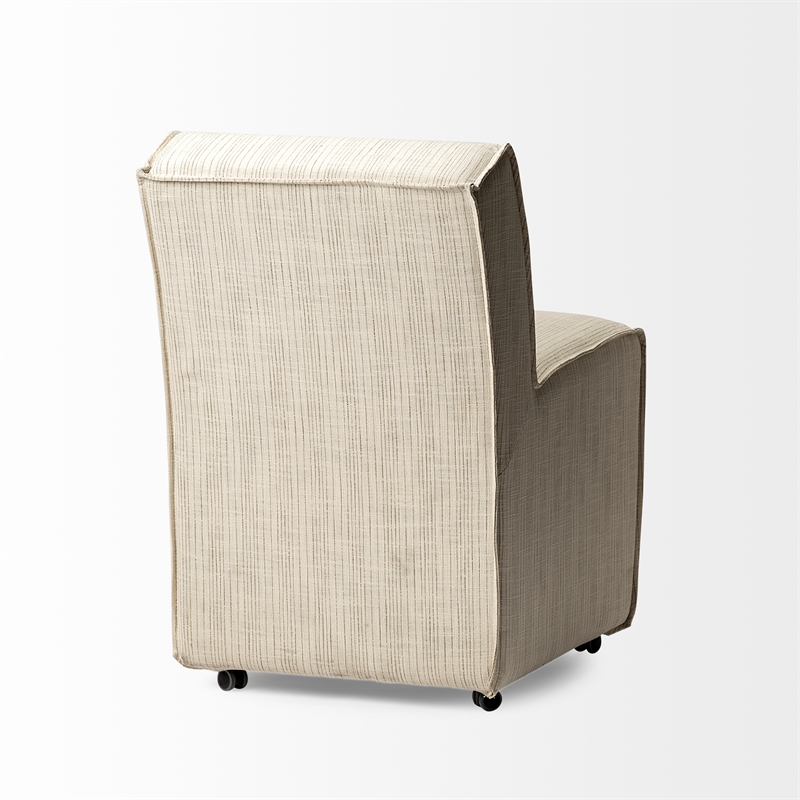 Mercana Damon Cream-Toned Fabric Brown Wooden Base Dining Chair (Set of 2)