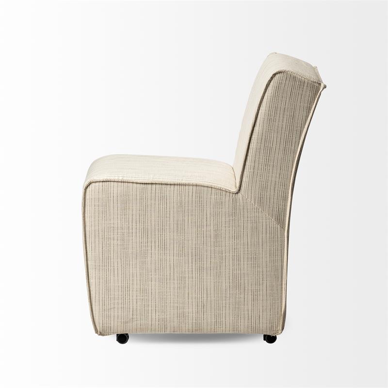 Mercana Damon Cream-Toned Fabric Brown Wooden Base Dining Chair (Set of 2)