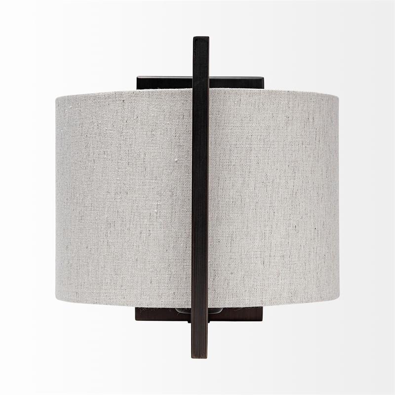 Mercana Smithe I 9x13 Black Toned Metal Cream Lampshade Wall Sconce