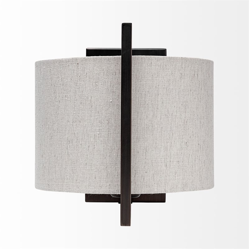 Mercana Smithe I 9x13 Black Toned Metal Cream Lampshade Wall Sconce