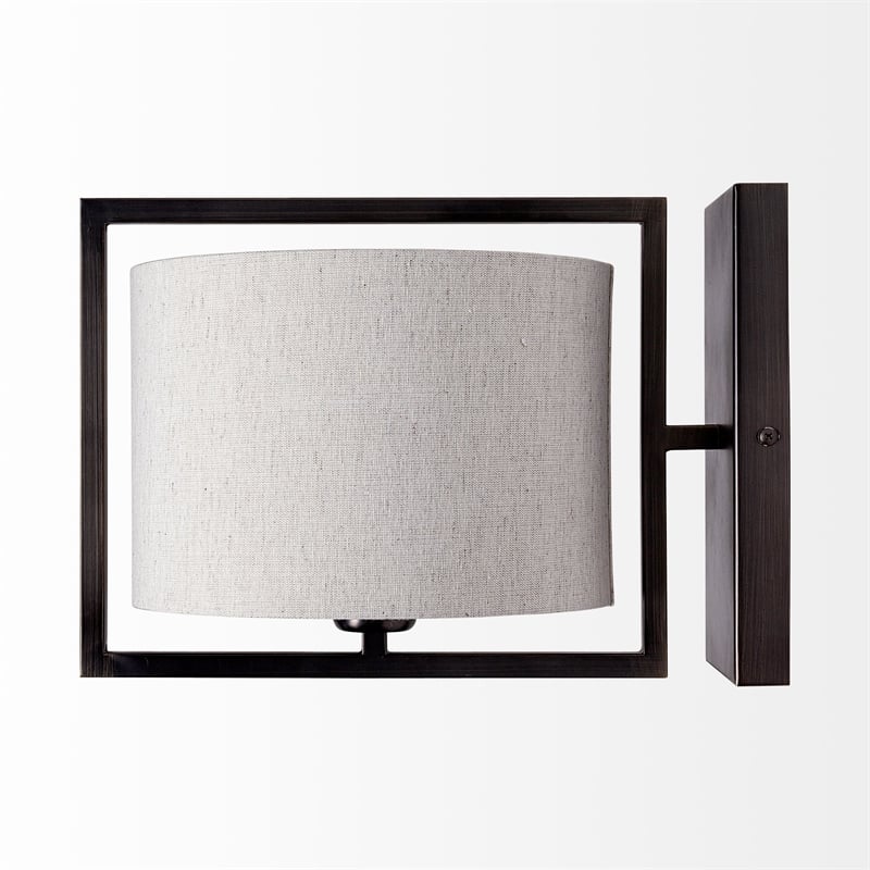 Mercana Smithe I 9x13 Black Toned Metal Cream Lampshade Wall Sconce