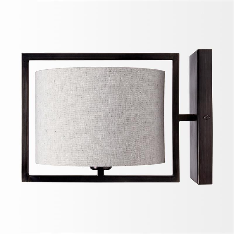 Mercana Smithe I 9x13 Black Toned Metal Cream Lampshade Wall Sconce