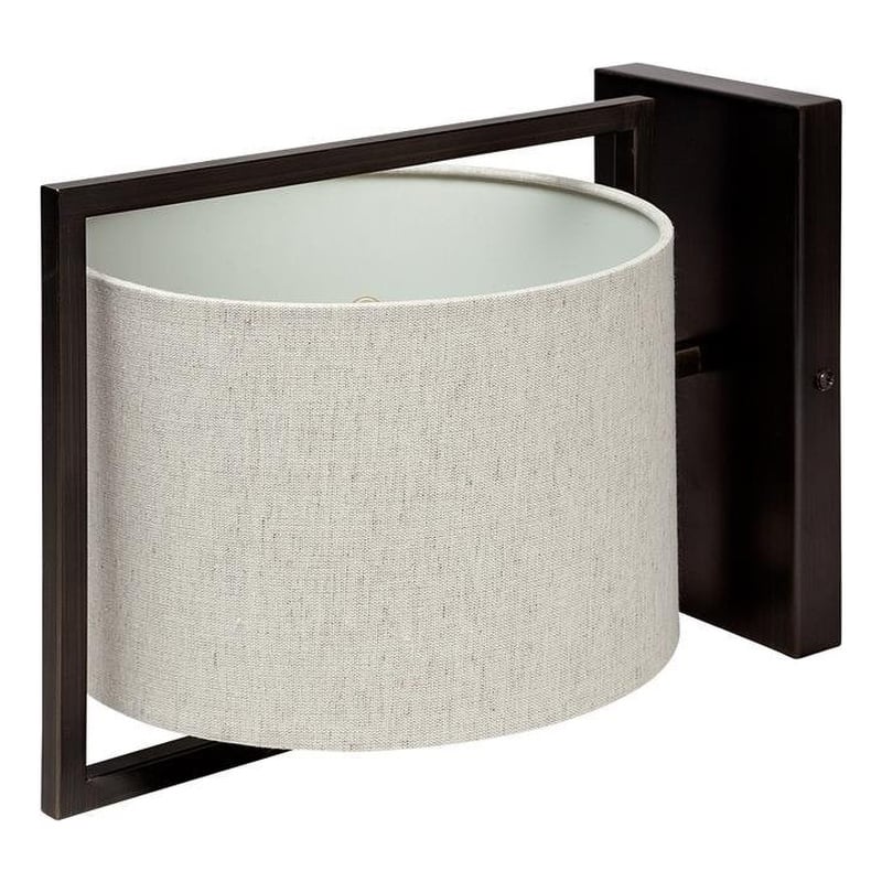 Mercana Smithe I 9x13 Black Toned Metal Cream Lampshade Wall Sconce