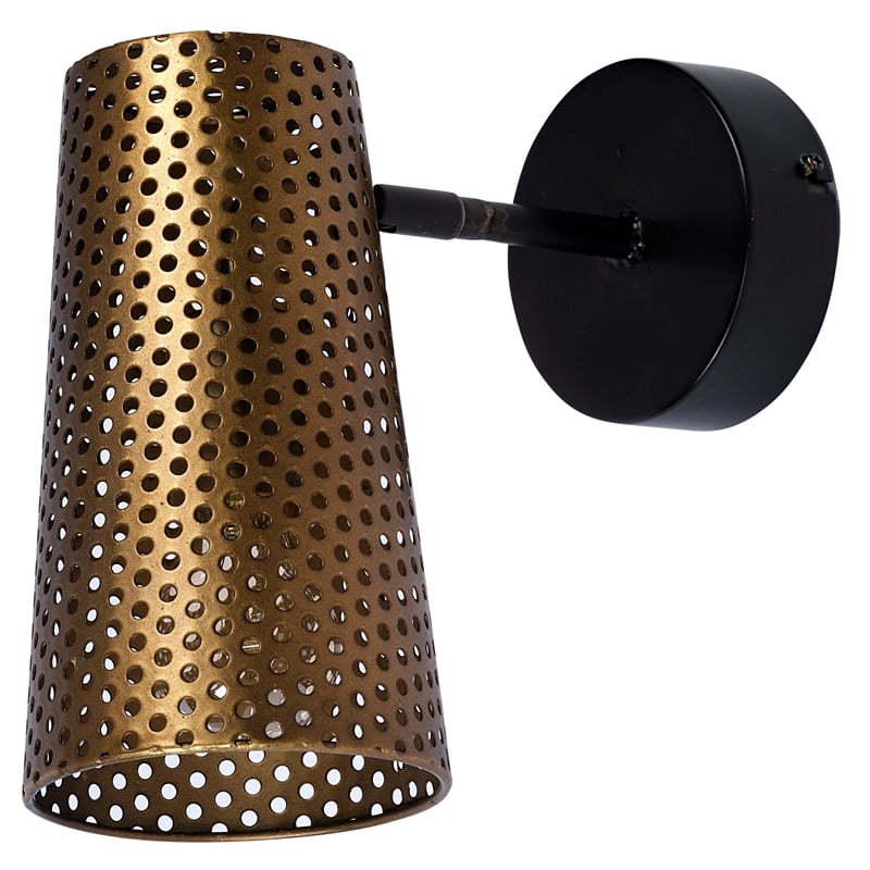 Mercana Wesley I 11x10.2 Gold Toned Perforated Metal Cone Wall Sconce