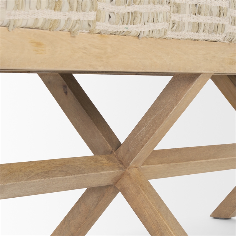 Mercana Solis II 50x18 Light Brown Wood Base Beige-Toned Woven Cushion Bench