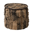 Mercana Riley Tan Jute Popcorn Stich Cylindrical Wool Pouf