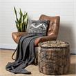 Mercana Riley Tan Jute Popcorn Stich Cylindrical Wool Pouf