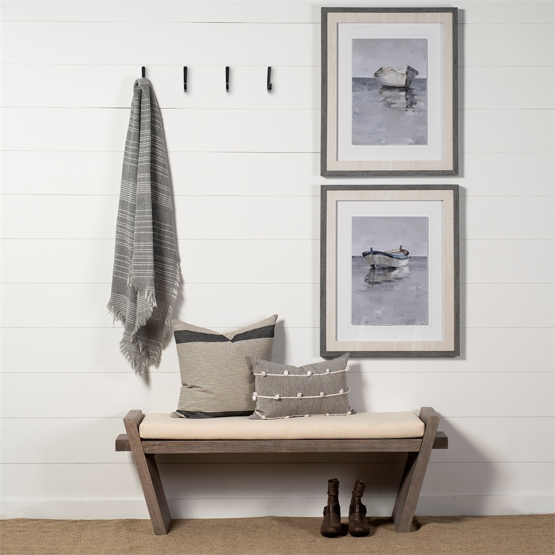 Mercana Elaine I Fabric Upholstered Seat Entryway Bench in Cream/Brown