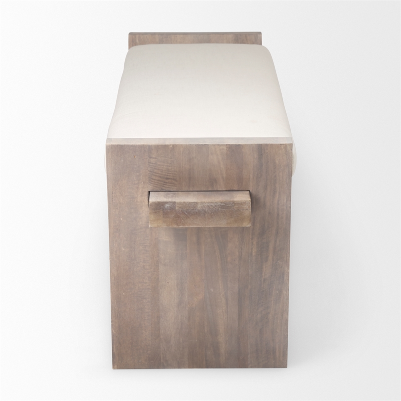 Mercana Elaine I Fabric Upholstered Seat Entryway Bench in Cream/Brown