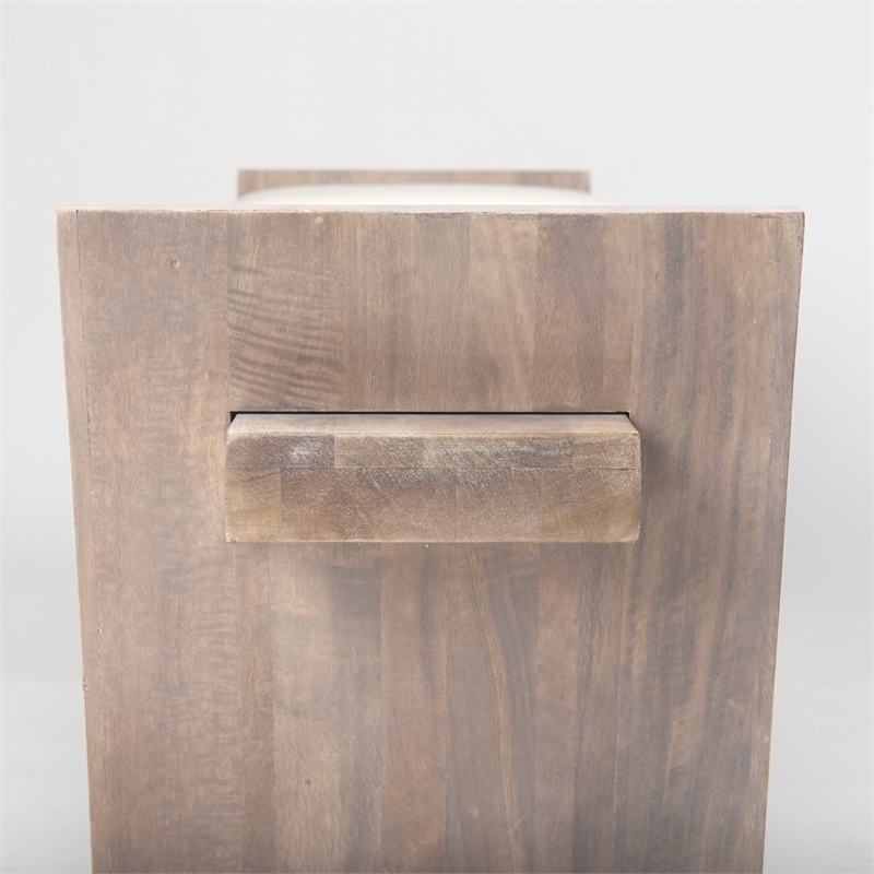 Mercana Elaine I Fabric Upholstered Seat Entryway Bench in Cream/Brown