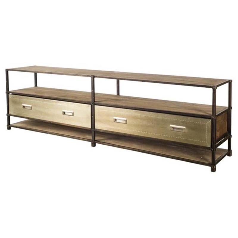 Mercana Farrow II Brass Toned Wood & Metal TV Stand Media Console TV up to 83
