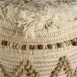 Mercana Caela Beige/Brown Wool Cotton and Felt Popcorn Stitch Square Pouf