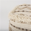 Mercana Caela Beige/Brown Wool Cotton and Felt Popcorn Stitch Square Pouf