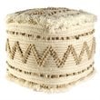 Mercana Caela Beige/Brown Wool Cotton and Felt Popcorn Stitch Square Pouf