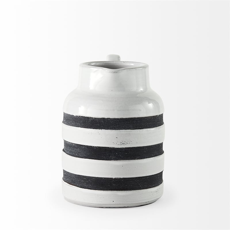 Mercana Harmon I Small White/Charcoal Ceramic Jug