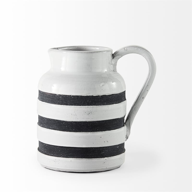 Mercana Harmon I Small White/Charcoal Ceramic Jug