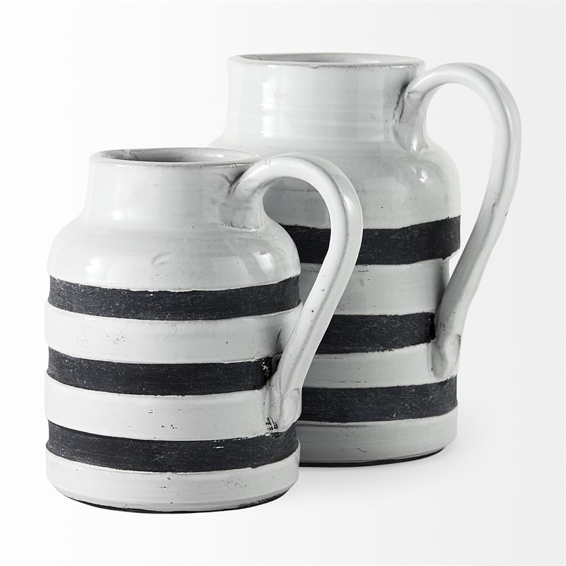 Mercana Harmon I Small White/Charcoal Ceramic Jug