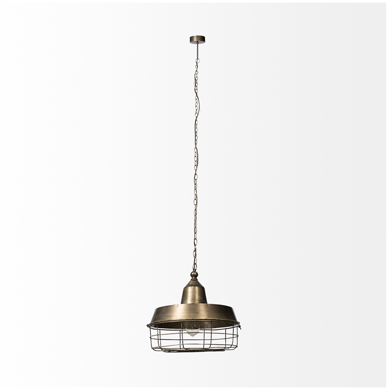Mercana Furniture Tahla 14x 14.5 Gold Toned Metal Cage Pendant Light