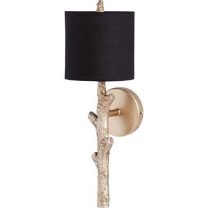 mercana sabinal ii resin tree branch fabric shade wall sconce in gold