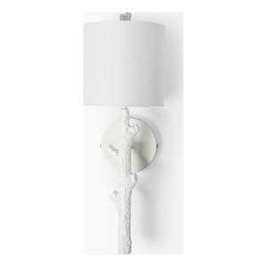 mercana sabinal ii resin tree branch fabric shade wall sconce in white