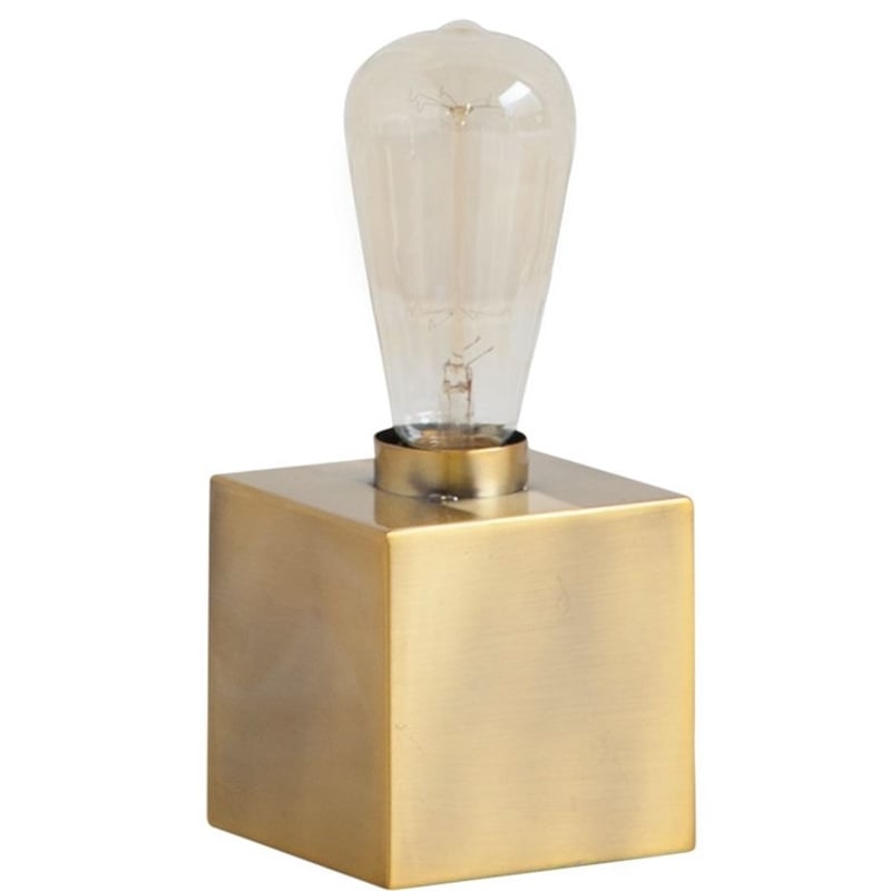 Mercana Visio III 4.5&quotH Gold Tone Square Metal Base Exposed-Bulb Table Lamp