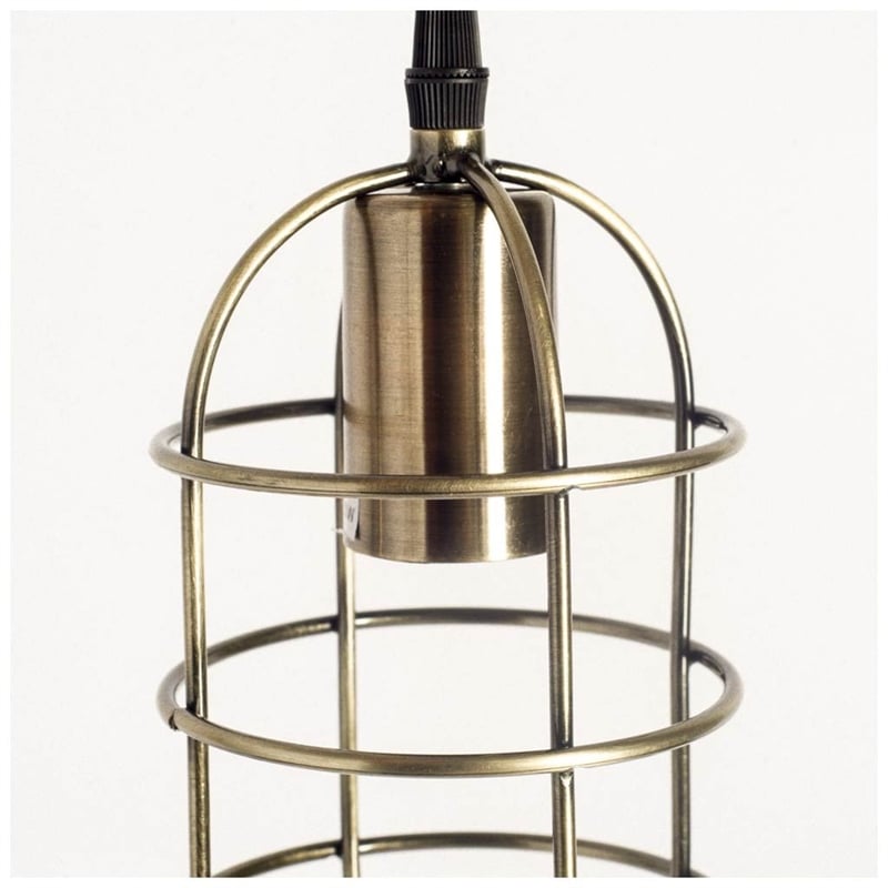 Mercana Hines I 4x8 Antiqued-Brass Metal Cage Pendant Light