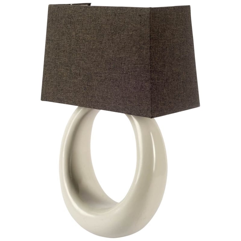 Mercana Scarlett II 6x19 Brown Fabric Shade Cream Circular Base Wall Sconce