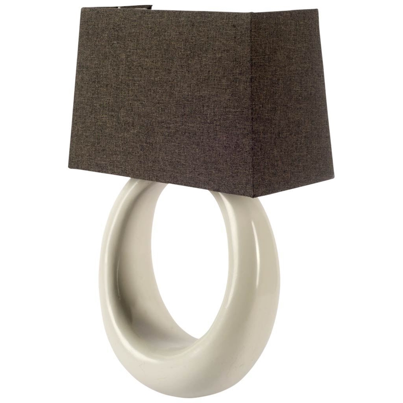 Mercana Scarlett II 6x19 Brown Fabric Shade Cream Circular Base Wall Sconce