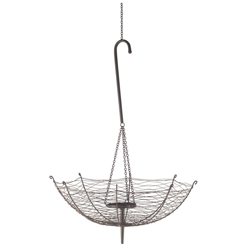 Mercana Furniture Rihanna III Large Black Metal Umbrella Candle Holder Lantern