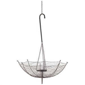 Mercana Furniture Rihanna III Large Black Metal Umbrella Candle Holder Lantern