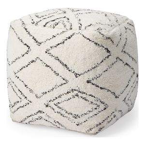 Mercana Tapir Beige Cotton Argyle Pattern Square Pouf