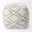 Mercana Tapir Beige Cotton Argyle Pattern Square Pouf