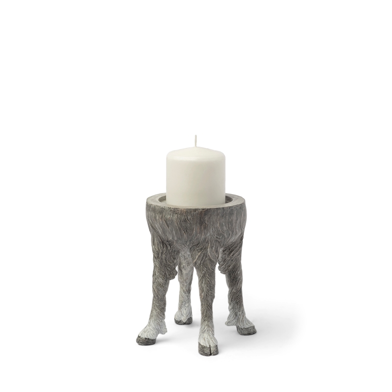 Mercana Pan Small Gray Ceramic Hoofed Table Candle Holder