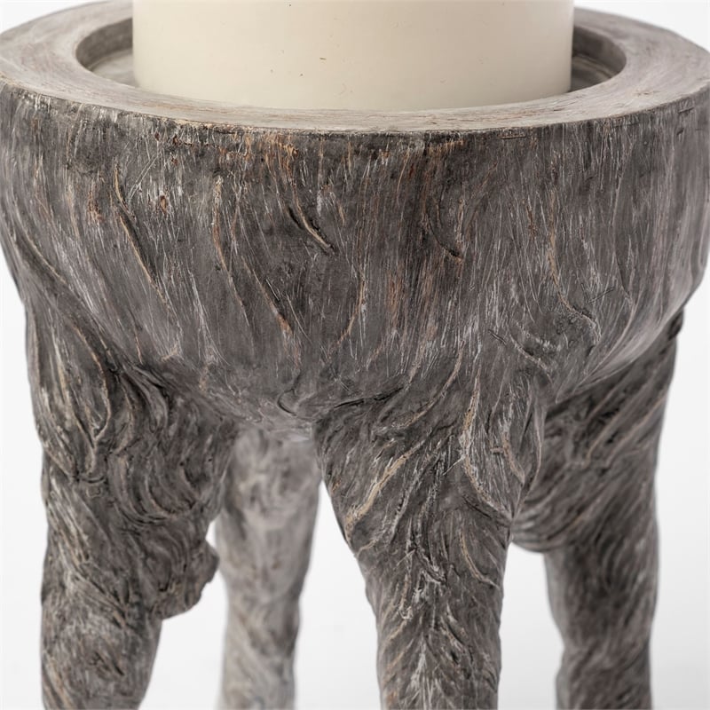 Mercana Pan Large Gray Ceramic Hoofed Table Candle Holder