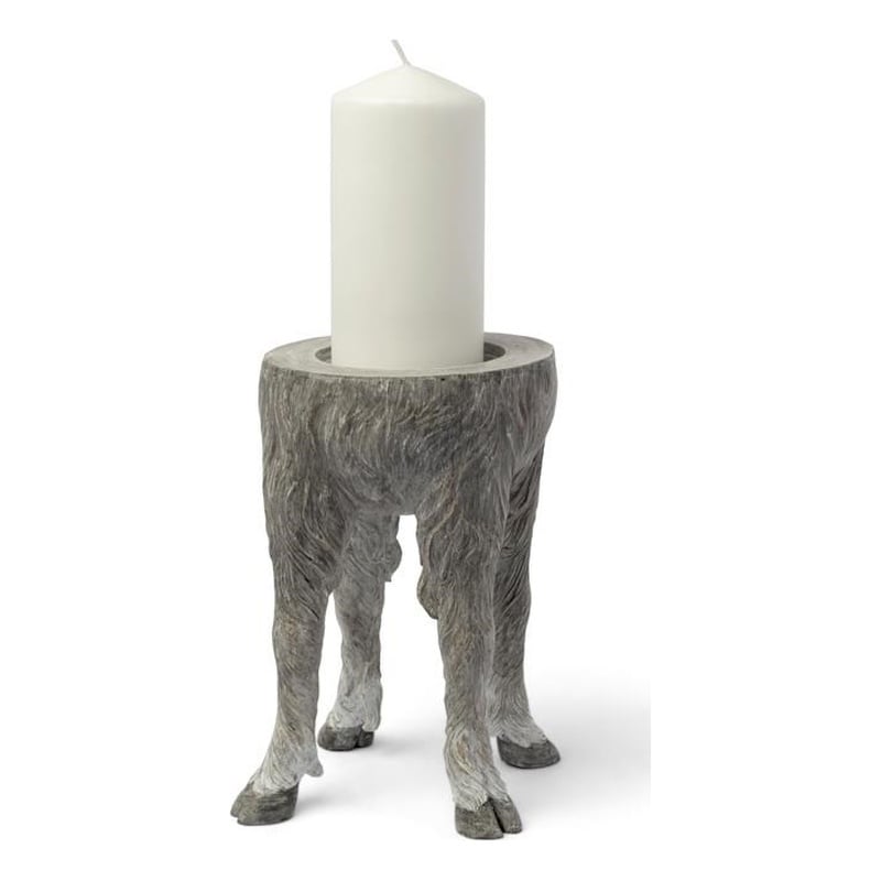 Mercana Pan Large Gray Ceramic Hoofed Table Candle Holder