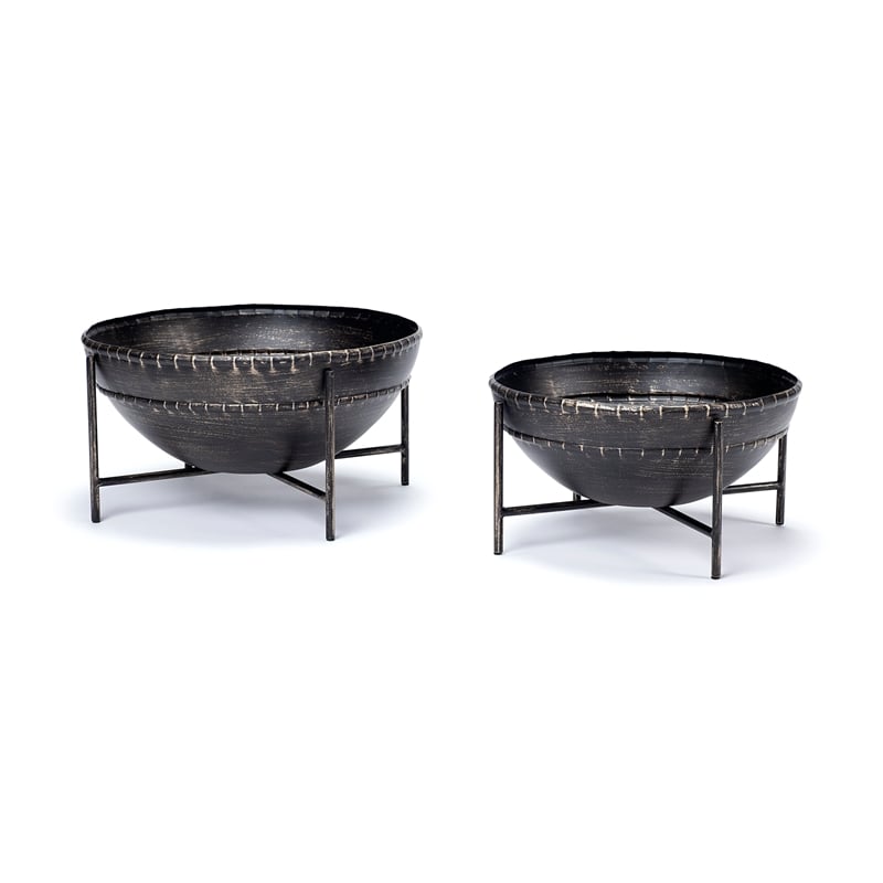 Mercana Cauldron Decorative Set of Two Bronze Metal Bowls