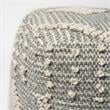 Mercana Brinket Gray/Cream Fabric Handwoven Square Pouf