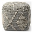 Mercana Brinket Gray/Cream Fabric Handwoven Square Pouf