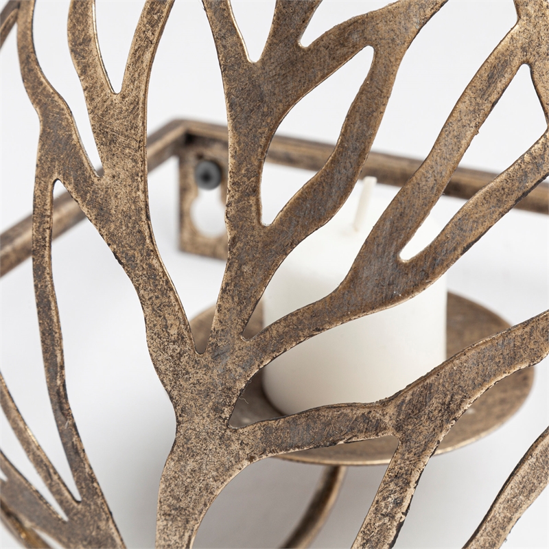 Mercana Lana I Single Metal Bronze/Champagne Toned Wall Candle Holder