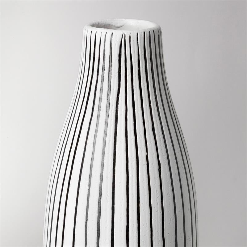 Mercana Furniture Kira I Small White Pinstripe Ceramic Vase