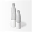 Mercana Furniture Kira I Small White Pinstripe Ceramic Vase