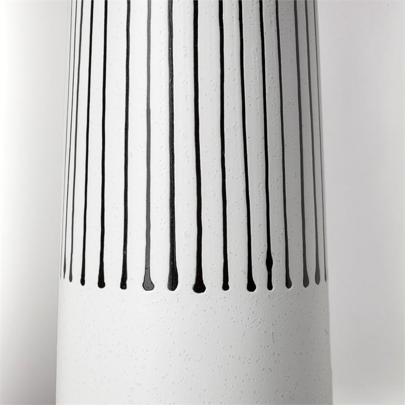 Mercana Furniture Kira I Small White Pinstripe Ceramic Vase