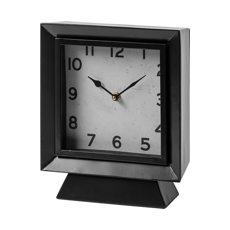 Mercana Furniture Ralph I Black Metal Square Table Clock