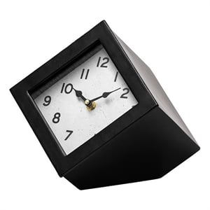 mercana furniture ralph ii black metal cube table clock