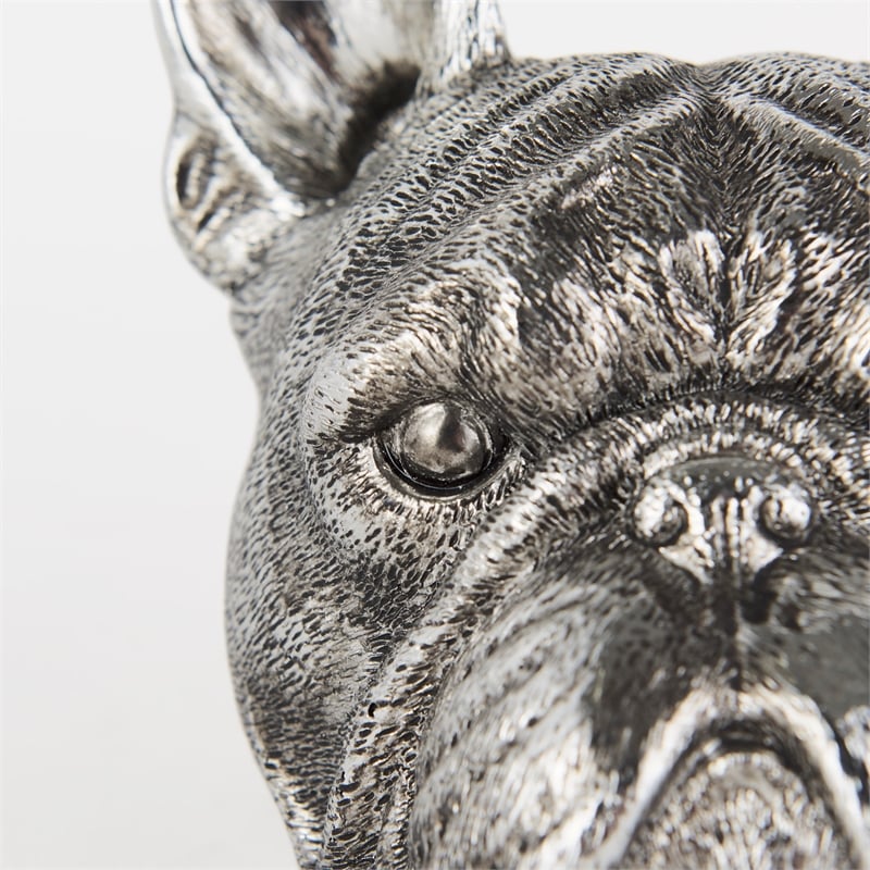 Mercana Furniture and Decor Bruno Resin American Bulldog Bookends in Silver