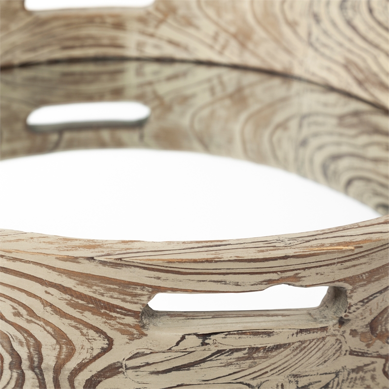 Mercana Whittier Small Brown Wood Mirrored Base Tray
