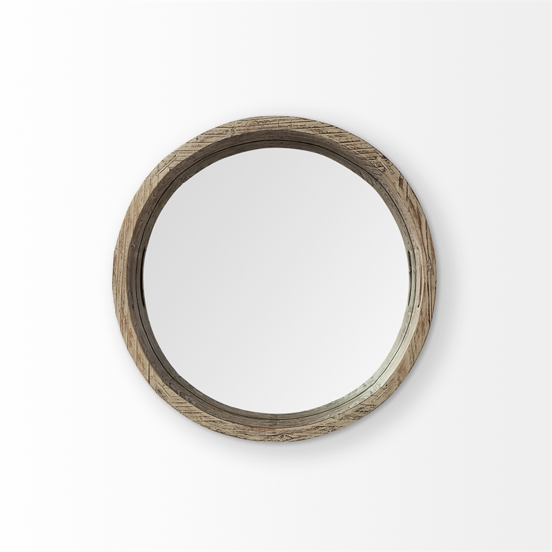 Mercana Whittier Small Brown Wood Mirrored Base Tray