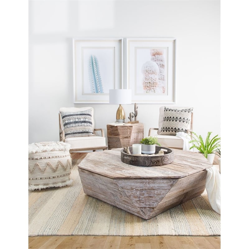 Mercana Whittier Small Brown Wood Mirrored Base Tray