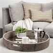Mercana Whittier Large Fir Brown Wood and Mirrored Base Tray