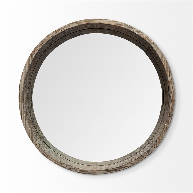 Mercana Whittier Large Fir Brown Wood and Mirrored Base Tray